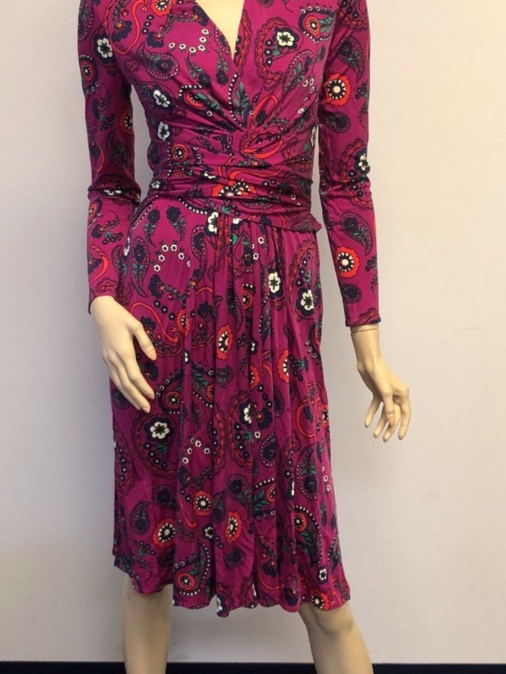Issa London Silk Jersey Wrap Dress Paisley Bordeaux Short Printed 0157SL
